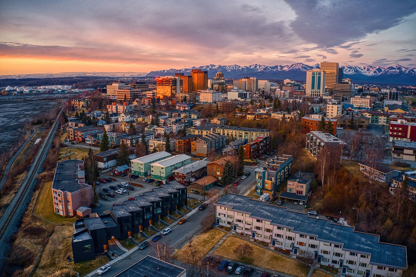 Aerial view of City in Alaska